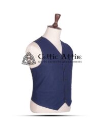 Navy Blue Wool 5-Button Argyll Vest