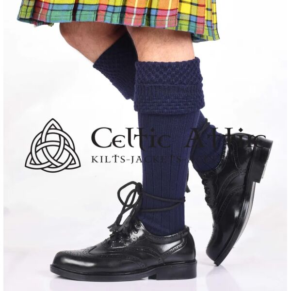 Navy Blue Scottish Kilt Socks - Image 2