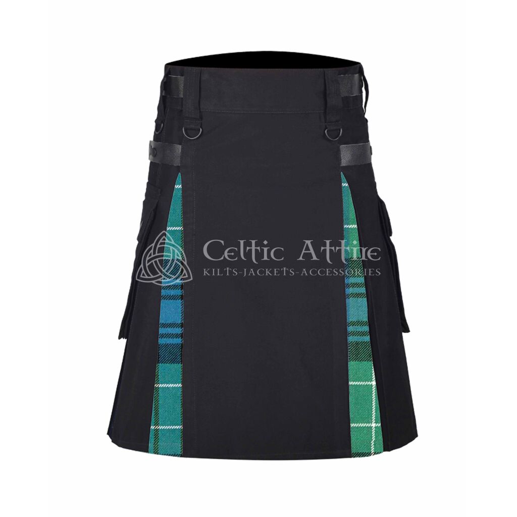 Abercrombie Ancient Tartan Black Cotton Hybrid Utility Kilt 
