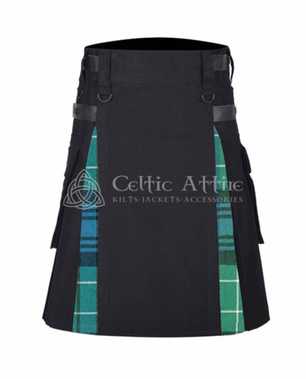 Abercrombie Ancient Tartan Black Cotton Hybrid Utility Kilt