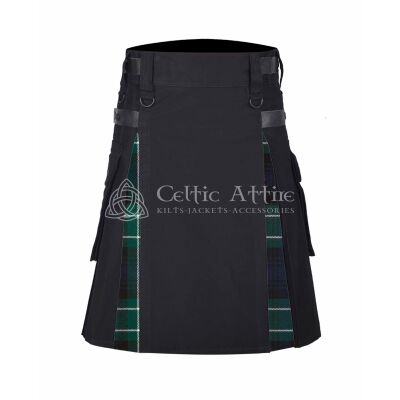 Abercrombie Modern Tartan Black Cotton Hybrid Utility Kilt