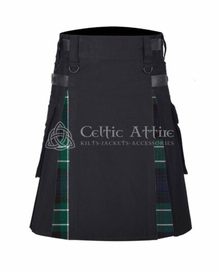 Abercrombie Modern Tartan Black Cotton Hybrid Utility Kilt