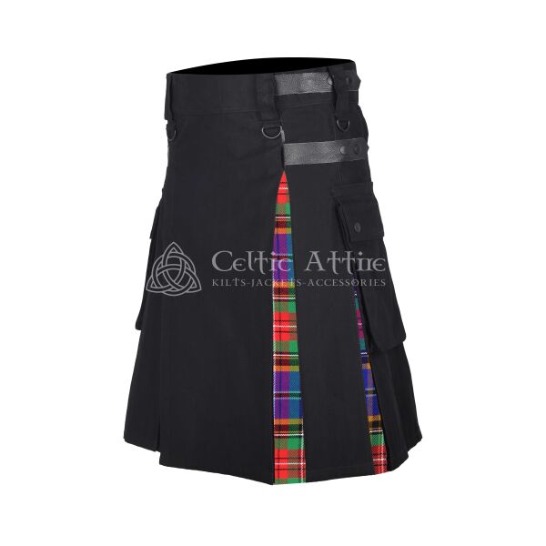 Beattie Clan Tartan Black Cotton Hybrid Utility Kilt - Image 2