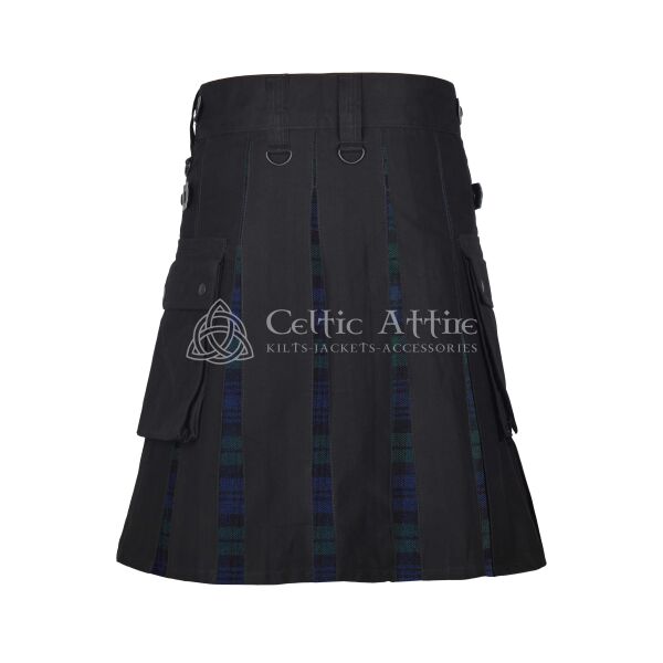 Black Watch Tartan Black Cotton Hybrid Utility Kilt - Image 3