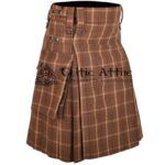 Brown Plaid Tweed Wool Scottish Utility Kilt