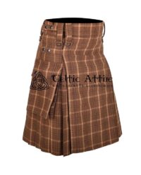 Brown Plaid Tweed Wool Scottish Utility Kilt