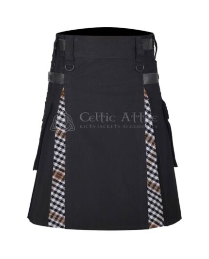 Burns Tartan Black Cotton Hybrid Utility Kilt