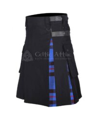 Elliot Modern Tartan Black Cotton Hybrid Utility Kilt