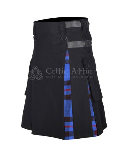 Elliot Modern Tartan Black Cotton Hybrid Utility Kilt