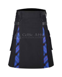 Elliot Modern Tartan Black Cotton Hybrid Utility Kilt