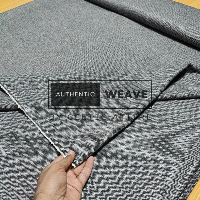 Grey Herringbone Tartan Fabric 16 Oz Acrylic Scottish Tartan