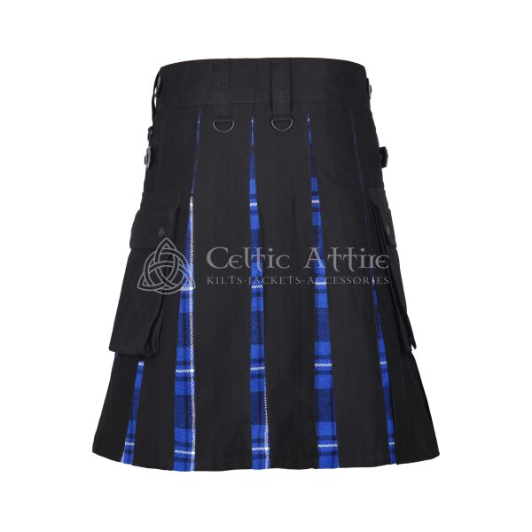 Galician National Tartan Black Cotton Hybrid Utility Kilt - Image 3