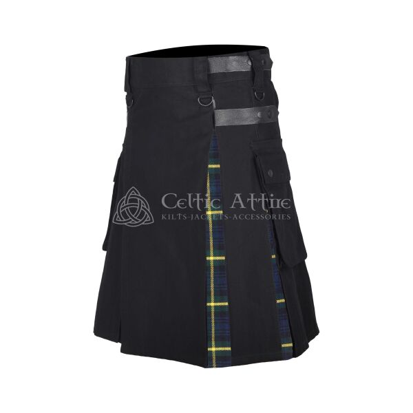 Gordon Cotton Tartan Black Hybrid Utility Kilt - Image 2