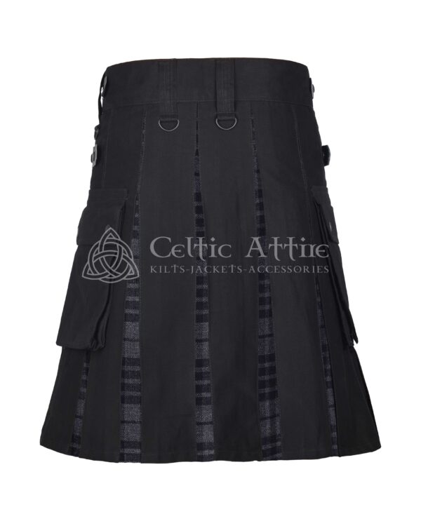 Gray Watch Tartan Black Cotton Hybrid Utility Kilt - Image 3
