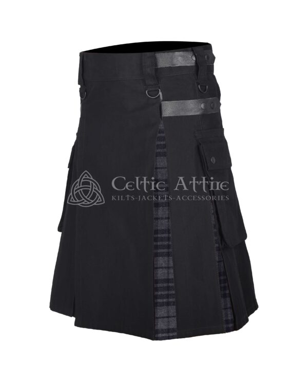 Gray Watch Tartan Black Cotton Hybrid Utility Kilt - Image 2