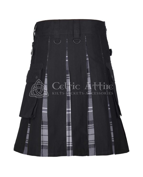 Hamilton Gray Tartan Black Cotton Hybrid Utility Kilt - Image 3