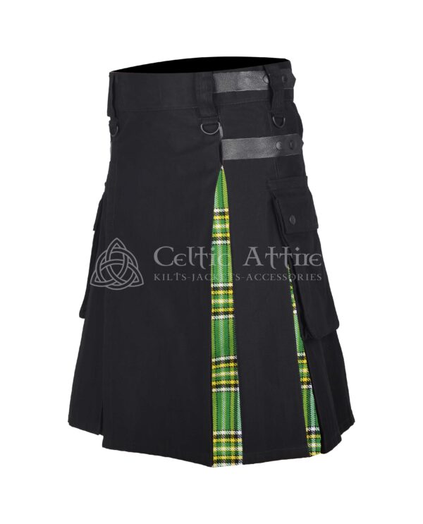 Irish Tartan Black Cotton Hybrid Utility Kilt - Image 2