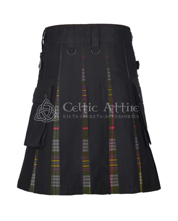 Kennedy Weathered Tartan Black Cotton Hybrid Utility Kilt - Image 3