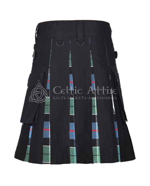 Leslie Green Tartan Black Cotton Hybrid Utility Kilt - Image 3