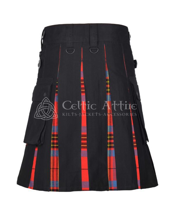 Leslie Red Ancient Tartan Black Cotton Hybrid Utility Kilt - Image 3