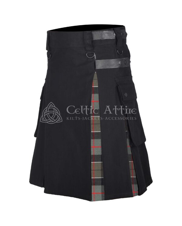 Leslie Weathered Tartan Black Cotton Hybrid Utility Kilt - Image 2