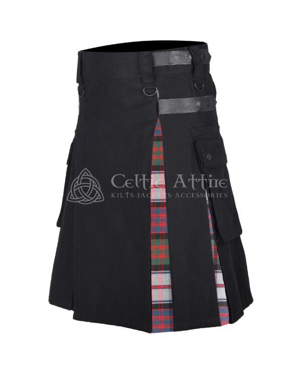MacDonald Dress Ancient Tartan Black Cotton Hybrid Utility Kilt - Image 2