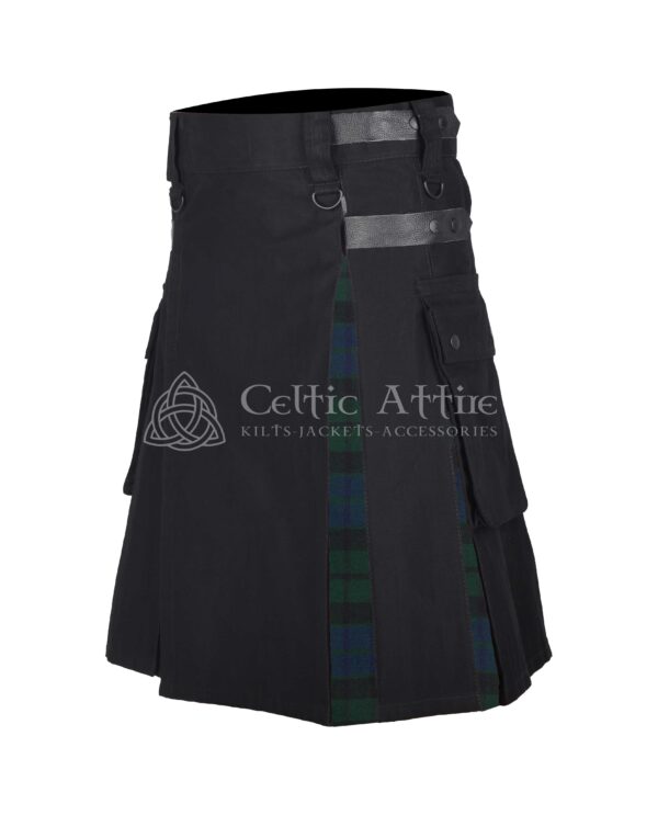 Mackay Modern Tartan Black Cotton Hybrid Utility Kilt - Image 2