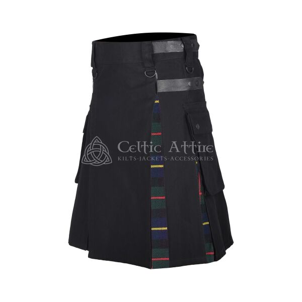 Macleod Of Harris Tartan Black Cotton Hybrid Utility Kilt - Image 2