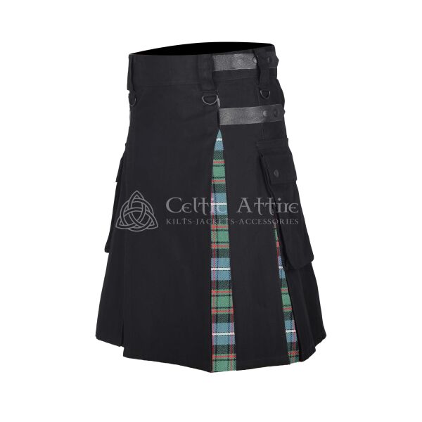 Macrae Ancient Tartan Black Cotton Hybrid Utility Kilt - Image 2