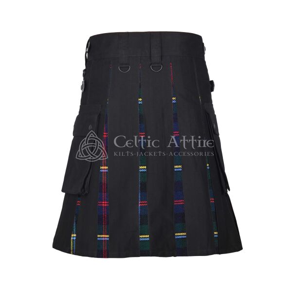 Malcolm Tartan Black Cotton Hybrid Utility Kilt - Image 3