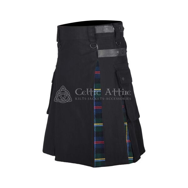 Malcolm Tartan Black Cotton Hybrid Utility Kilt - Image 2
