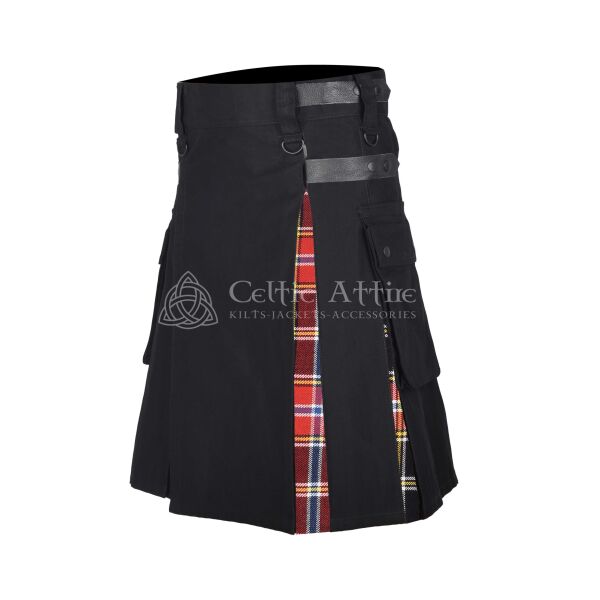 Norwegian Knights Tartan Black Cotton Hybrid Utility Kilt - Image 2