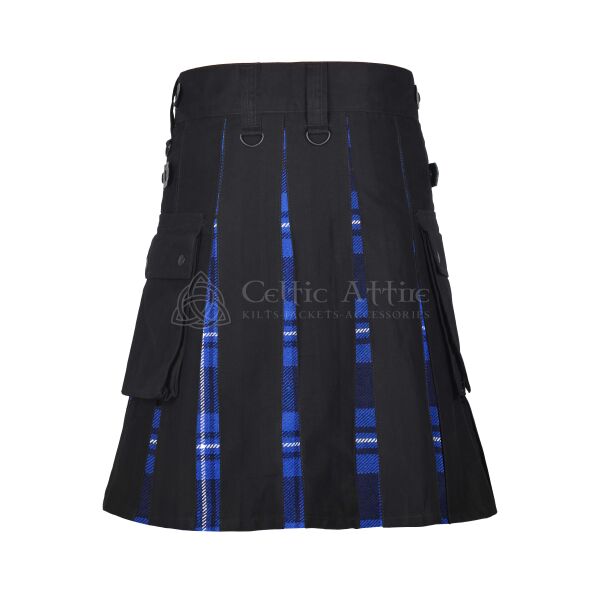 Ramsey Blue Tartan Black Cotton Hybrid Utility Kilt - Image 3