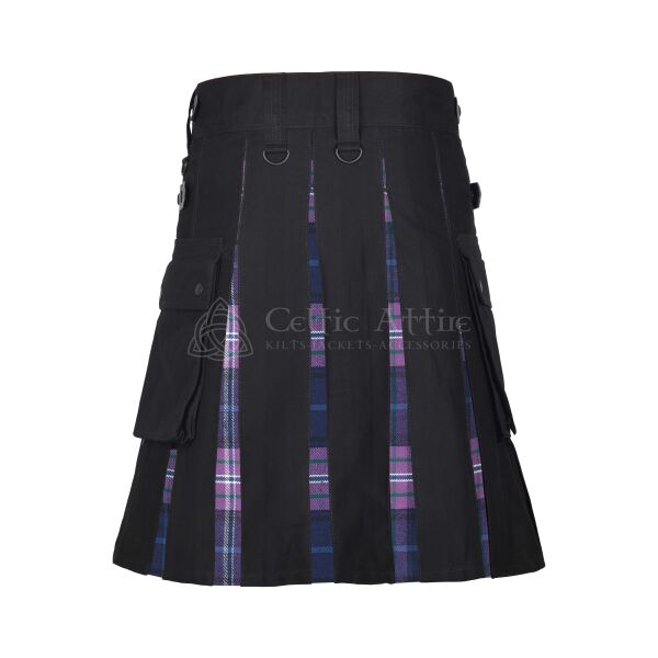 Scotland Forever Modern Tartan Black Cotton Hybrid Utility Kilt - Image 3