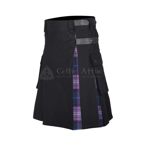 Scotland Forever Modern Tartan Black Cotton Hybrid Utility Kilt - Image 2