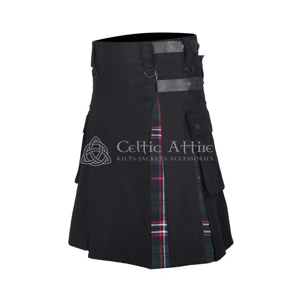 Scottish National Tartan Black Cotton Hybrid Utility Kilt - Image 2