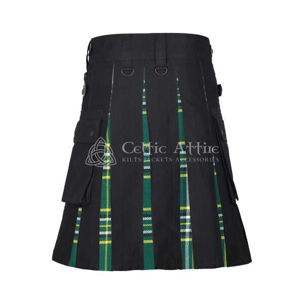 St Patrick Tartan Black Cotton Hybrid Utility Kilt - Image 3