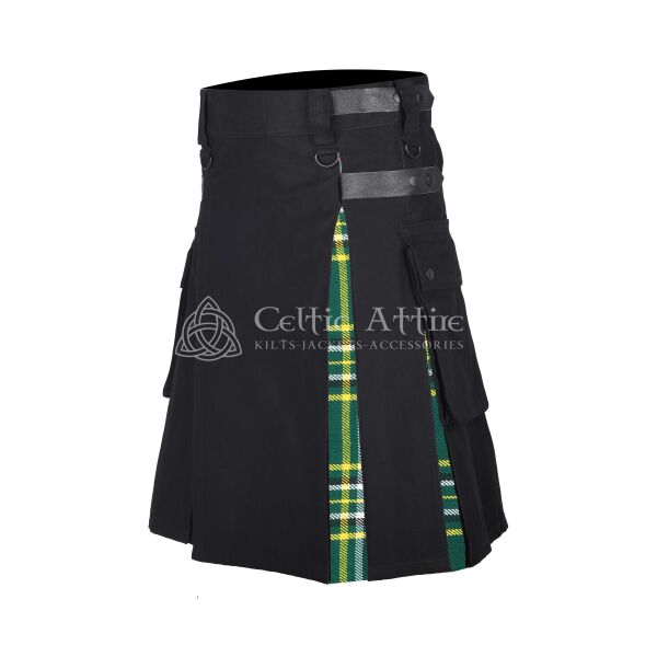 St Patrick Tartan Black Cotton Hybrid Utility Kilt - Image 2