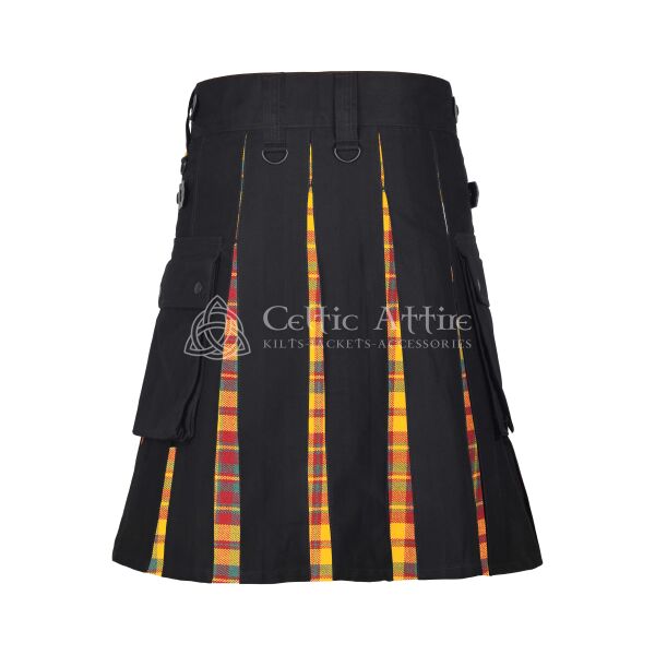 Stat Hearn Muted Tartan Black Cotton Hybrid Utility Kilt - Image 3