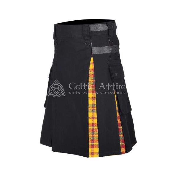 Stat Hearn Muted Tartan Black Cotton Hybrid Utility Kilt - Image 2