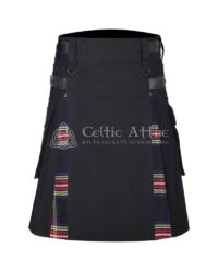 Stewart Black Cotton Hybrid Utility Kilt