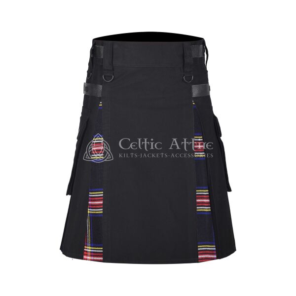Stewart Black Cotton Hybrid Utility Kilt