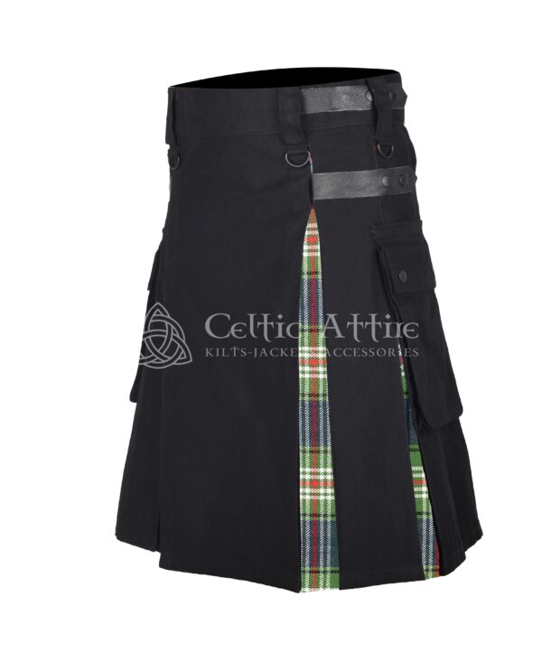 Todd Tartan Black Cotton Hybrid Utility Kilt - Image 2