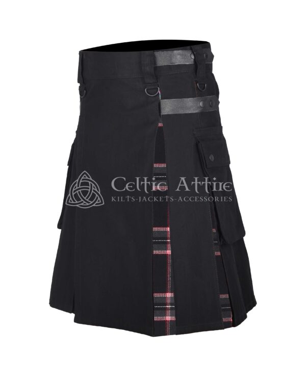 Witches of Scotland Tartan Black Cotton Hybrid Utility Kilt - Image 2