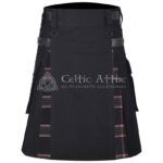 Black Magic Tartan Black Cotton Hybrid Utility Kilt