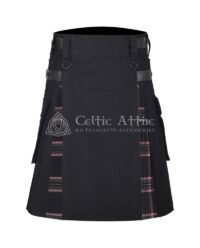 Black Magic Tartan Black Cotton Hybrid Utility Kilt