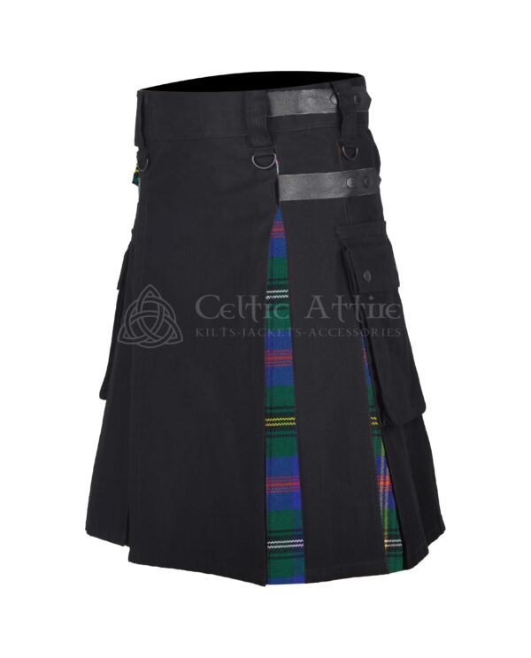 Wood Tartan Black Cotton Hybrid Utility Kilt - Image 2