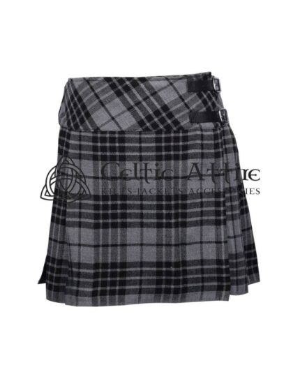 Mini Black Grey Tartan Skirt for Girls