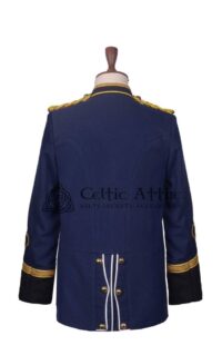 Navy Blue Wool Military Long Jacket