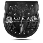 Thistle Embossed Black Leather Day Sporran